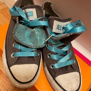 Blue glitter converse sneakers